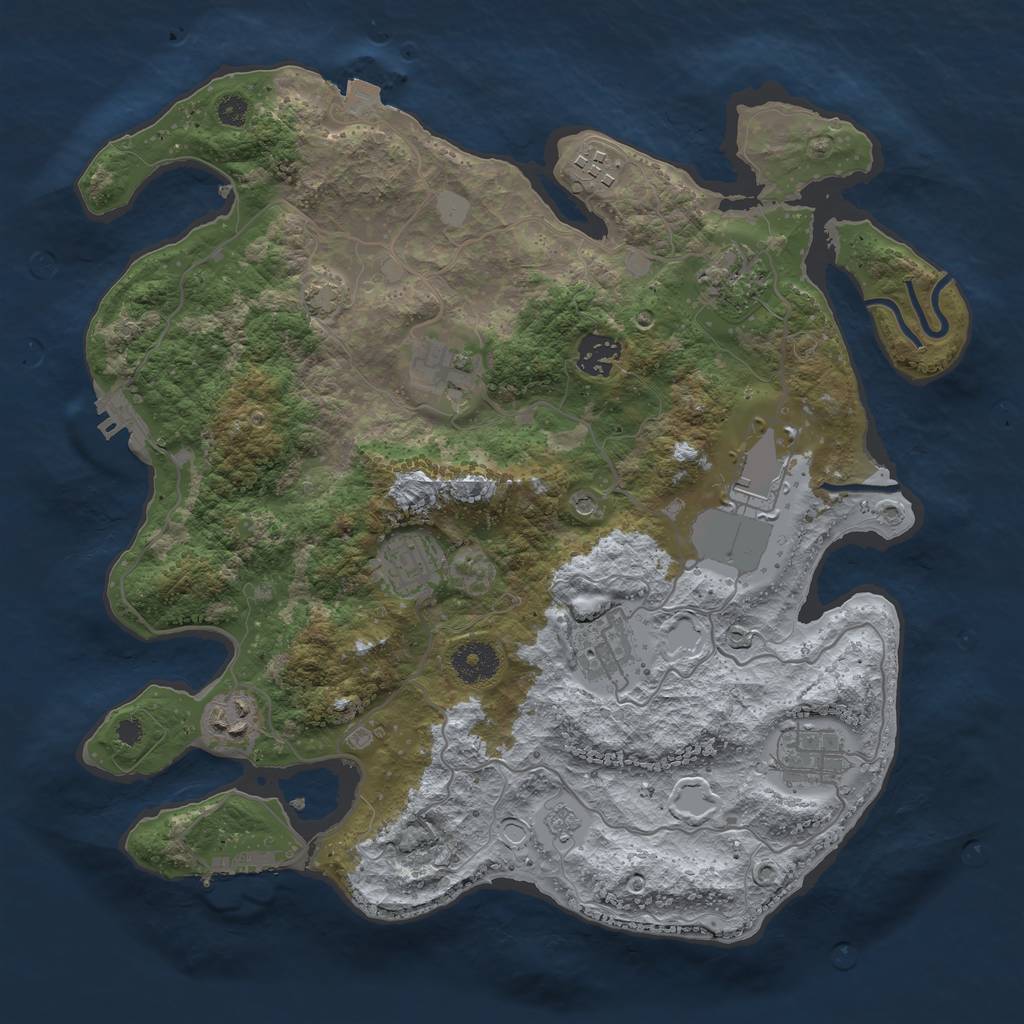 Rust Map: Procedural Map, Size: 3500, Seed: 638952372, 17 Monuments