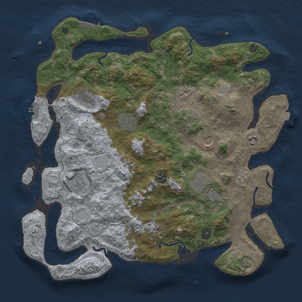 Rust Map: Procedural Map, Size: 4050, Seed: 1370379077, 17 Monuments