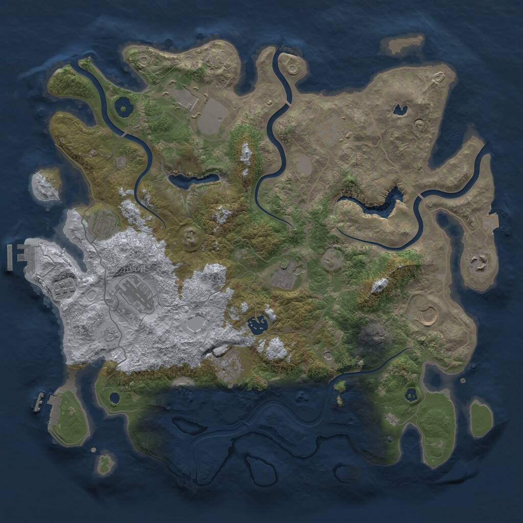 Rust Map: Procedural Map, Size: 4050, Seed: 259691378, 18 Monuments