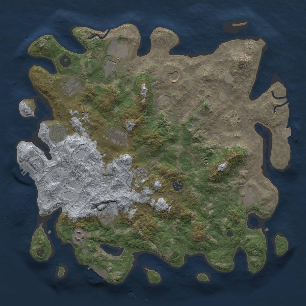Rust Map: Procedural Map, Size: 4050, Seed: 259691378, 19 Monuments