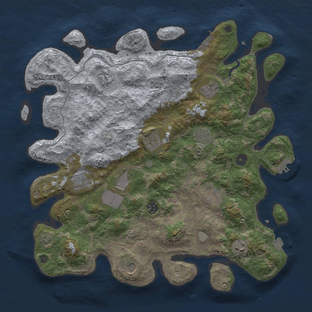 Rust Map: Procedural Map, Size: 4000, Seed: 81484341, 19 Monuments