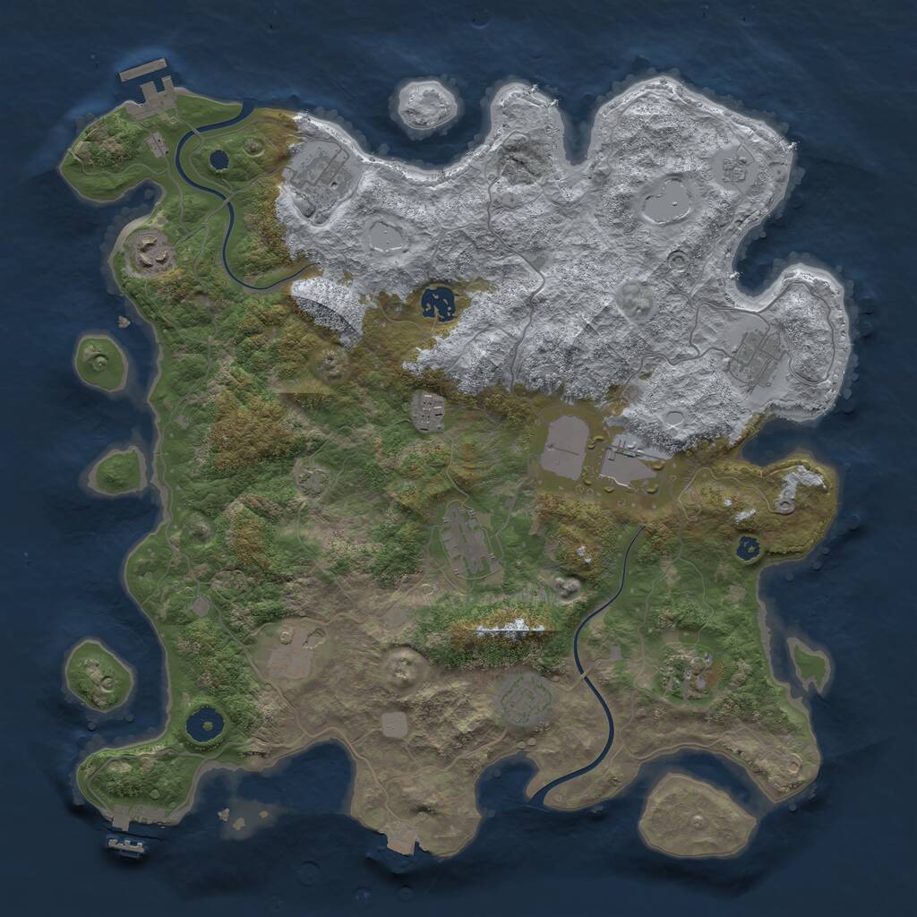 Rust Map: Procedural Map, Size: 3900, Seed: 1932765422, 15 Monuments