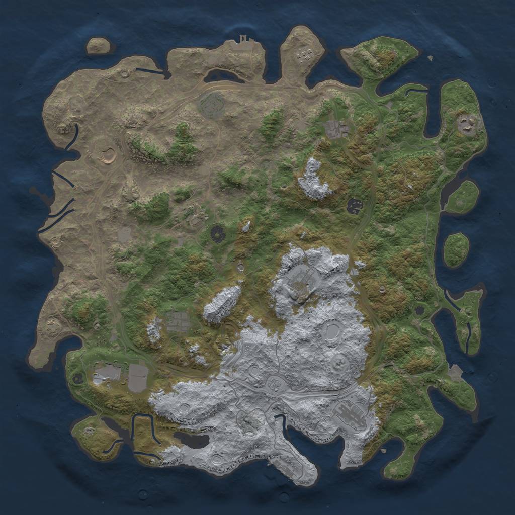 Rust Map: Procedural Map, Size: 4800, Seed: 184890422, 19 Monuments