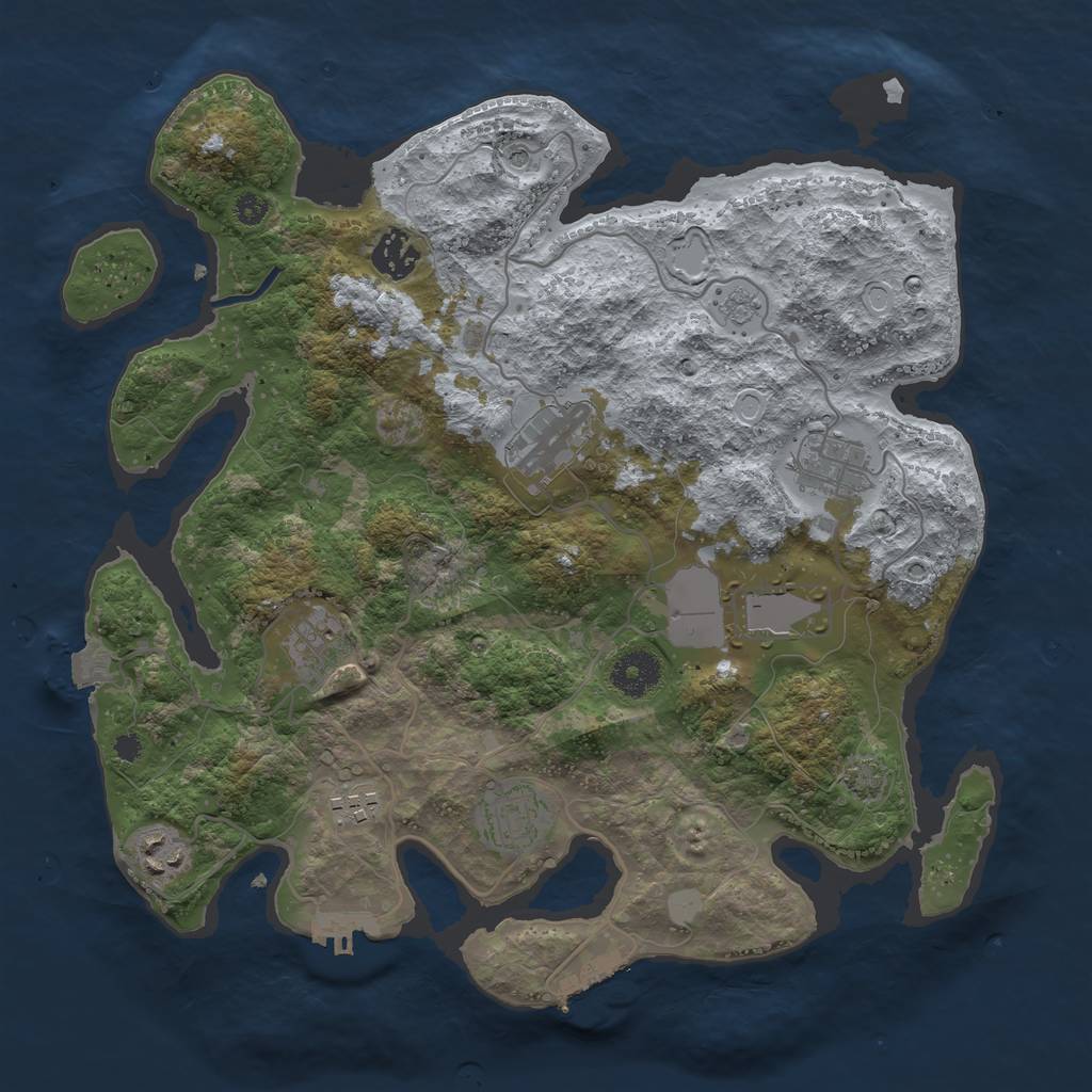 Rust Map: Procedural Map, Size: 3500, Seed: 3483493, 16 Monuments