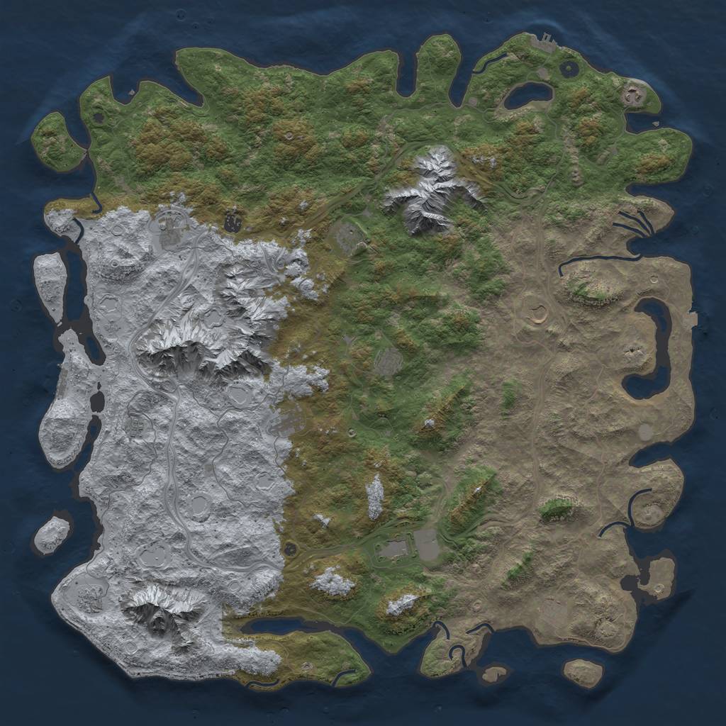 Rust Map: Procedural Map, Size: 6000, Seed: 708840334, 19 Monuments