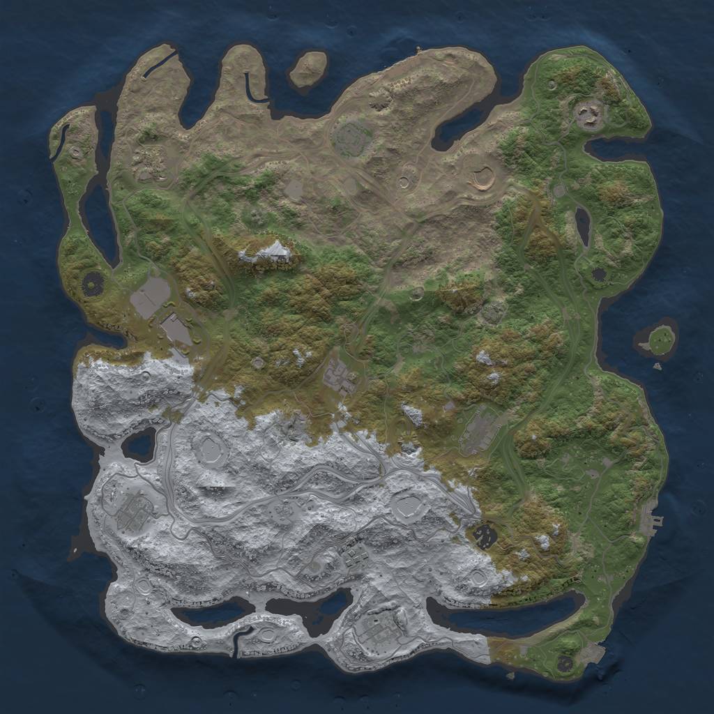 Rust Map: Procedural Map, Size: 4500, Seed: 745420416, 19 Monuments