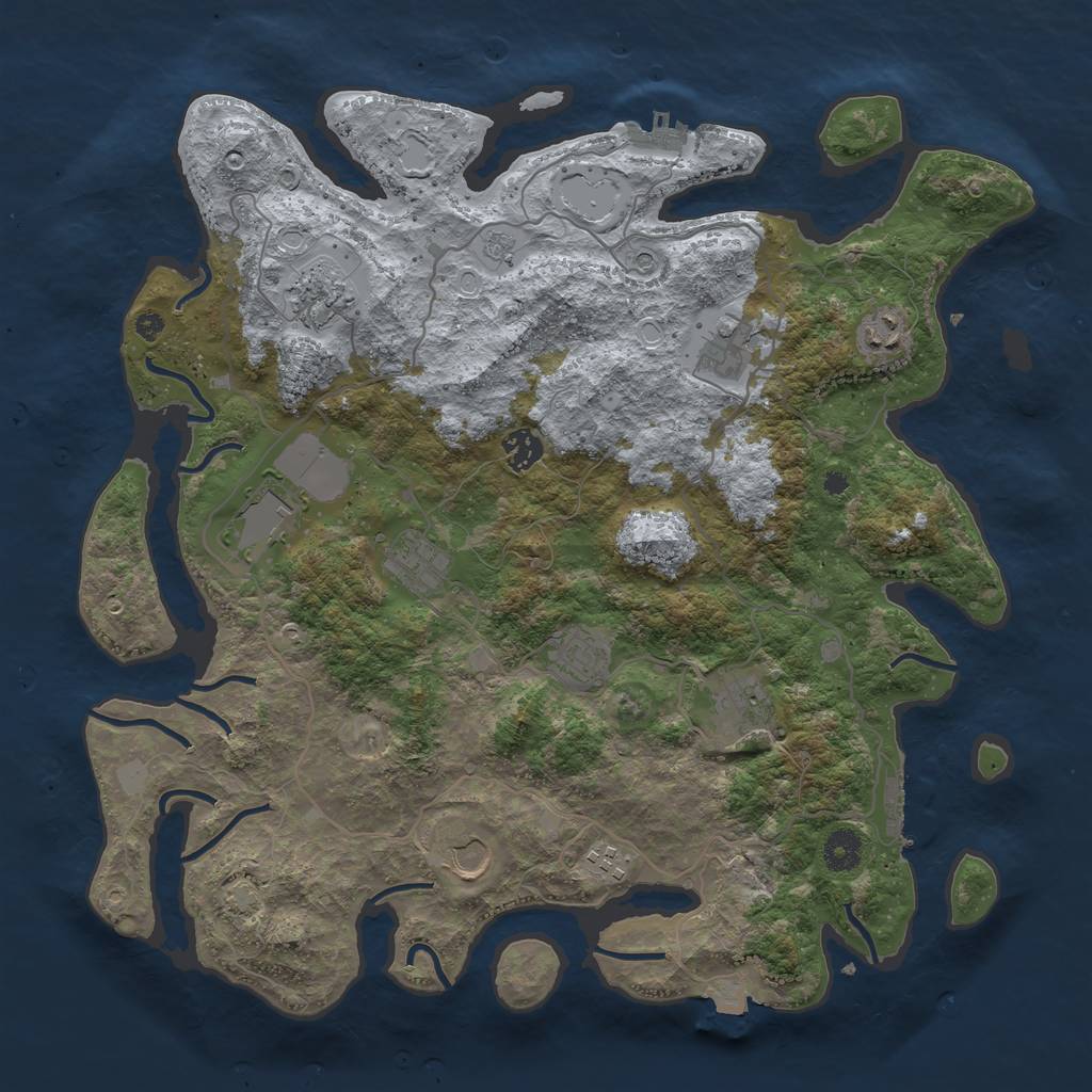 Rust Map: Procedural Map, Size: 4000, Seed: 261850848, 18 Monuments