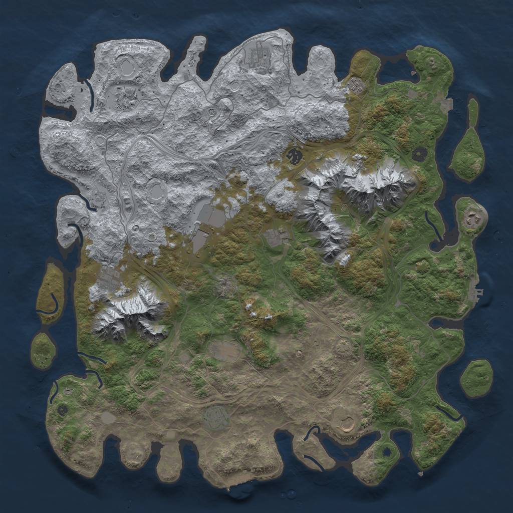 Rust Map: Procedural Map, Size: 5000, Seed: 1225567, 19 Monuments