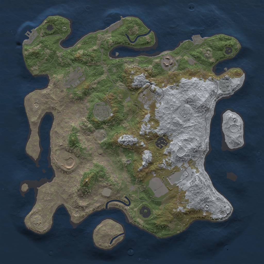 Rust Map: Procedural Map, Size: 3500, Seed: 990273, 16 Monuments