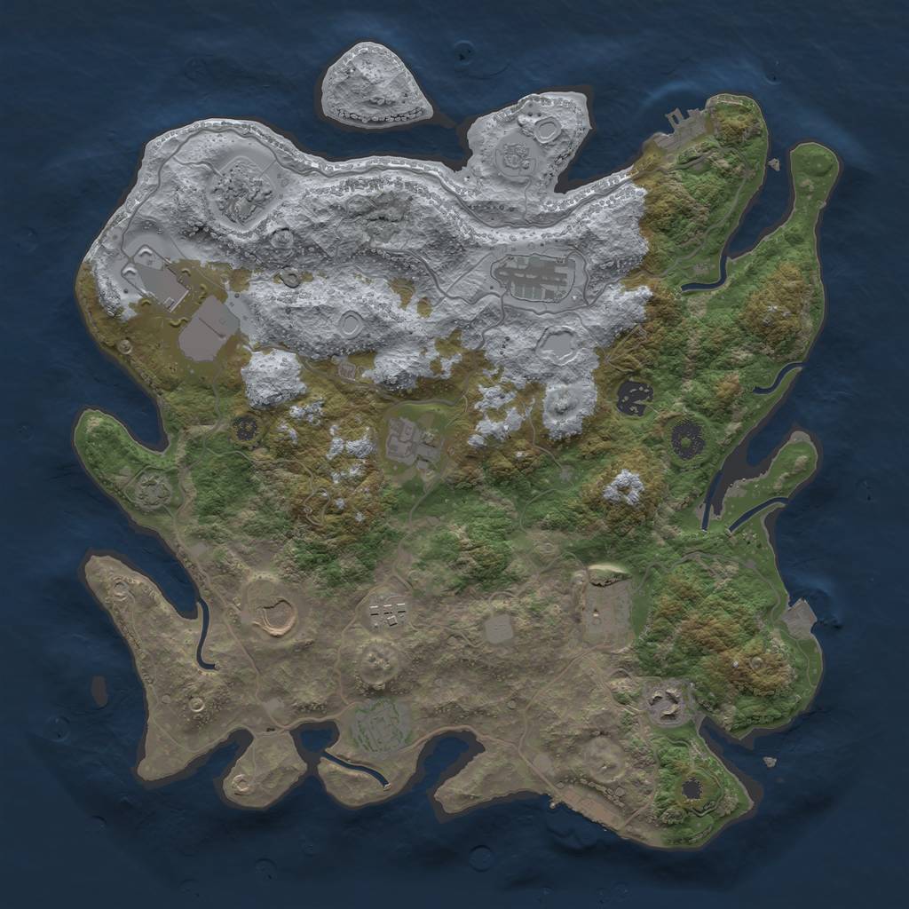 Rust Map: Procedural Map, Size: 3750, Seed: 645846, 17 Monuments