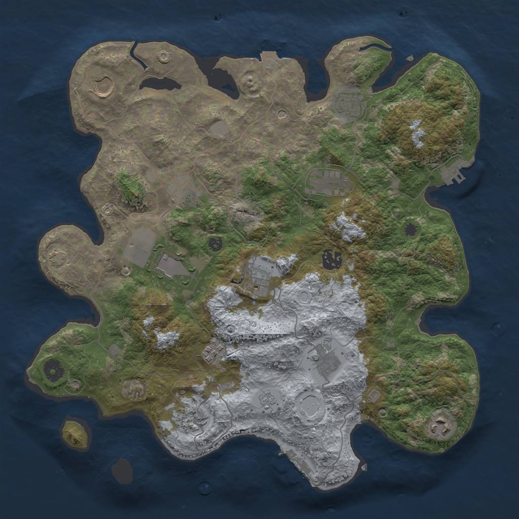 Rust Map: Procedural Map, Size: 3700, Seed: 1707363265, 19 Monuments