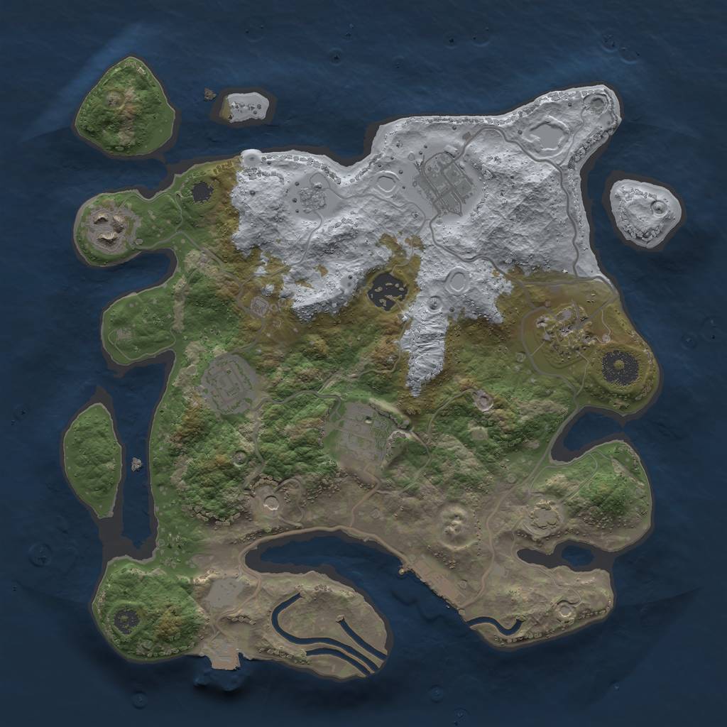 Rust Map: Procedural Map, Size: 3000, Seed: 1253296733, 13 Monuments