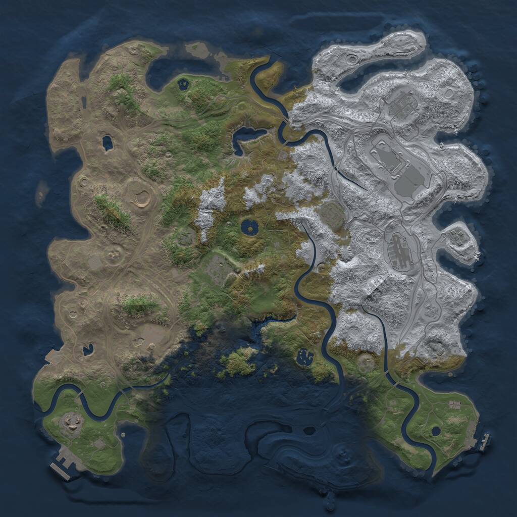 Rust Map: Procedural Map, Size: 4500, Seed: 1197986123, 17 Monuments
