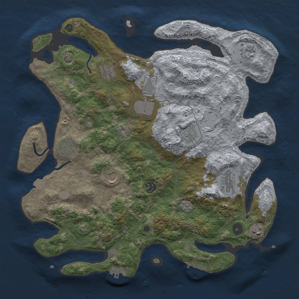 Rust Map: Procedural Map, Size: 4000, Seed: 916294163, 18 Monuments