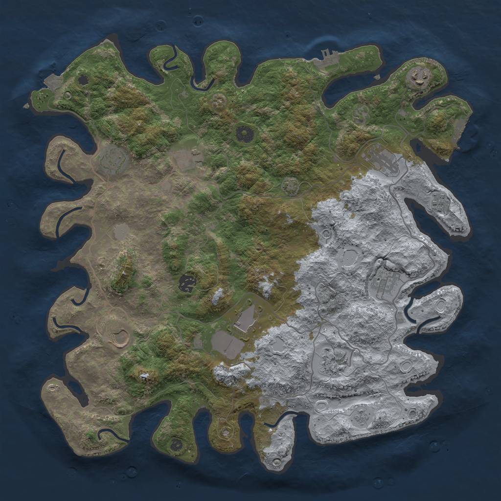 Rust Map: Procedural Map, Size: 4200, Seed: 85676502, 18 Monuments