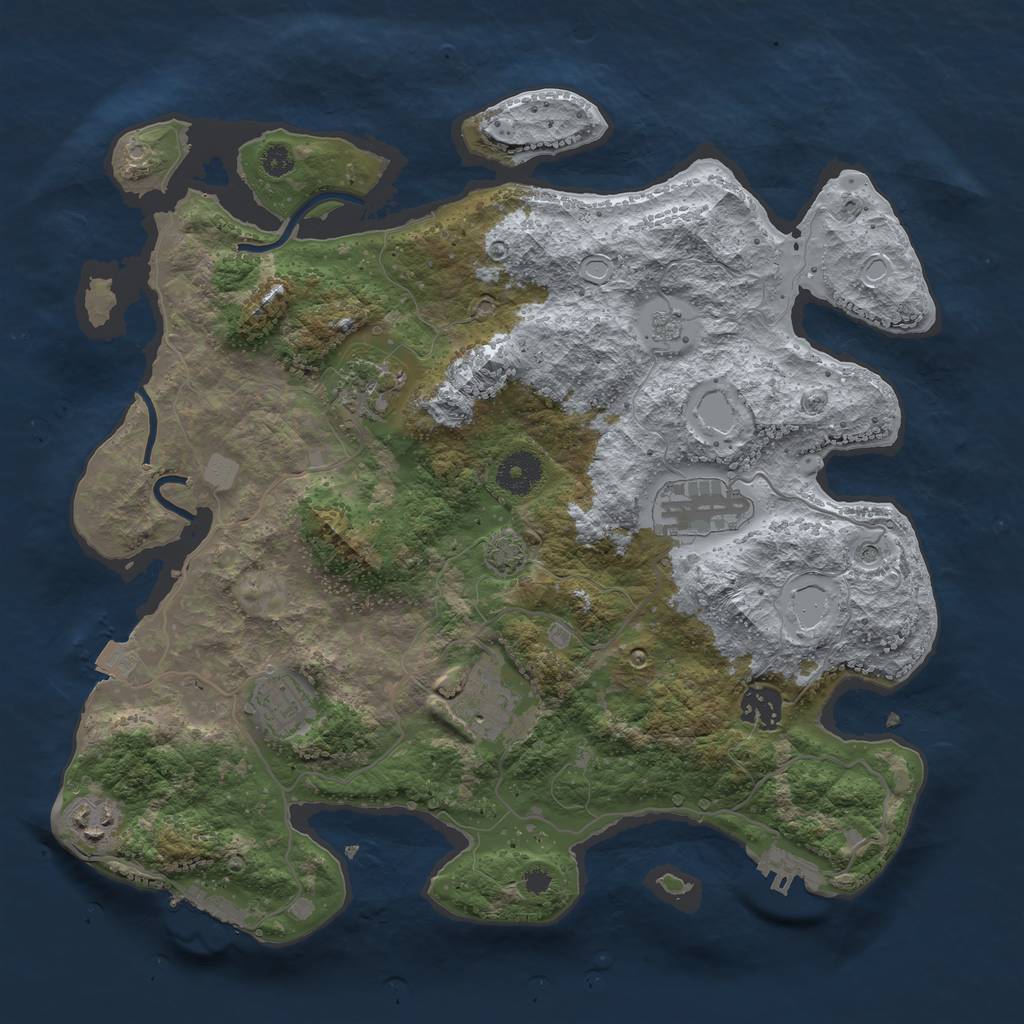 Rust Map: Procedural Map, Size: 3500, Seed: 53235, 14 Monuments