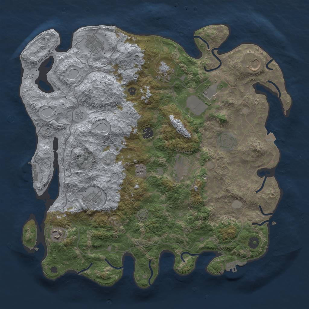 Rust Map: Procedural Map, Size: 4000, Seed: 32423533, 18 Monuments