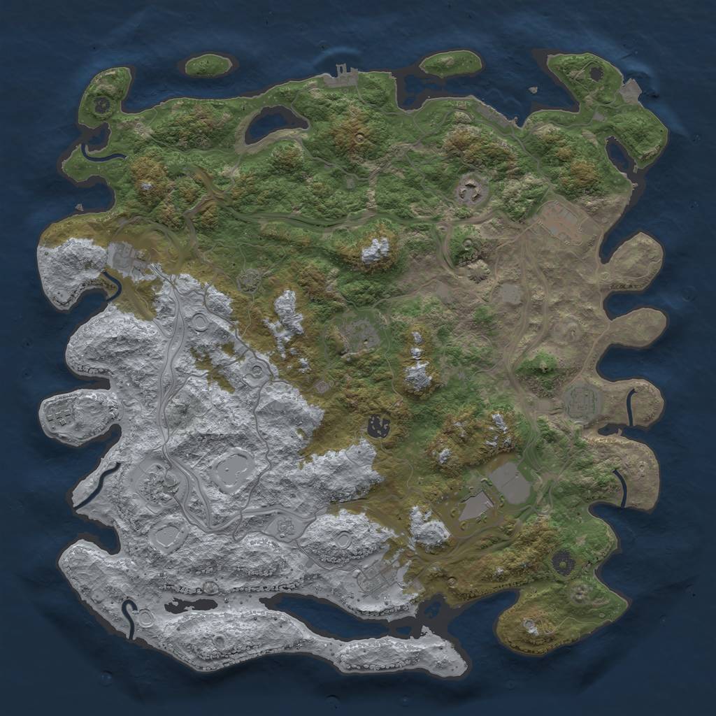 Rust Map: Procedural Map, Size: 4500, Seed: 237471124, 18 Monuments