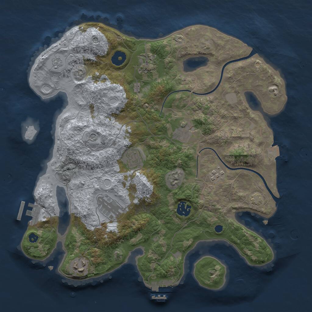 Rust Map: Procedural Map, Size: 3250, Seed: 431243249, 13 Monuments