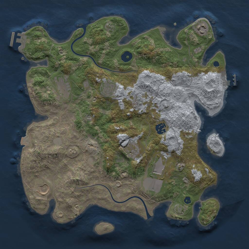 Rust Map: Procedural Map, Size: 3500, Seed: 2110541354, 14 Monuments