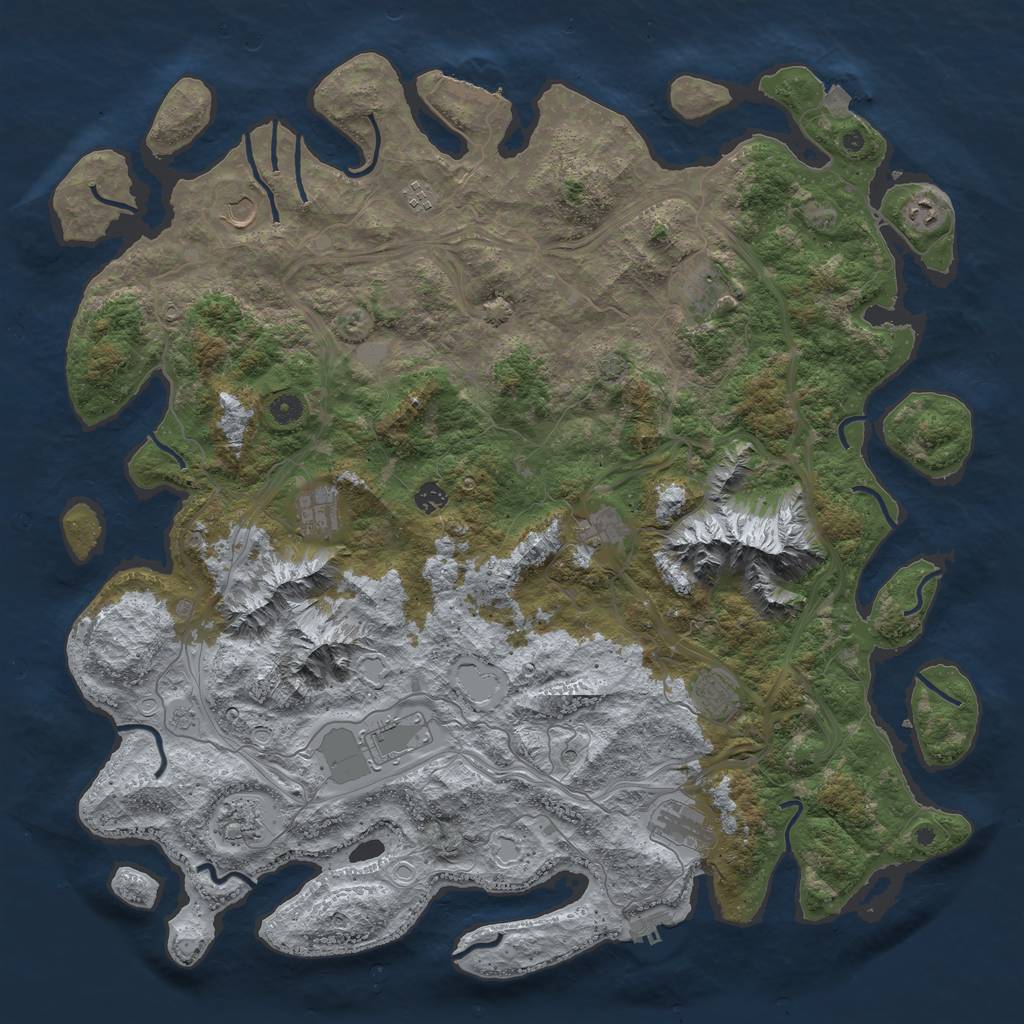 Rust Map: Procedural Map, Size: 5000, Seed: 10002, 19 Monuments