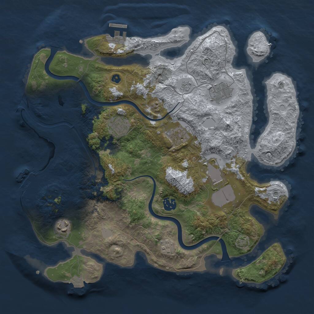 Rust Map: Procedural Map, Size: 3500, Seed: 975401668, 13 Monuments