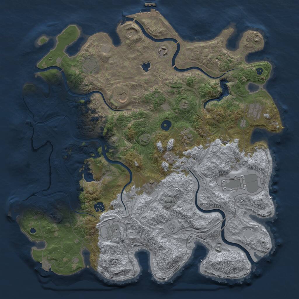 Rust Map: Procedural Map, Size: 4300, Seed: 424637, 16 Monuments