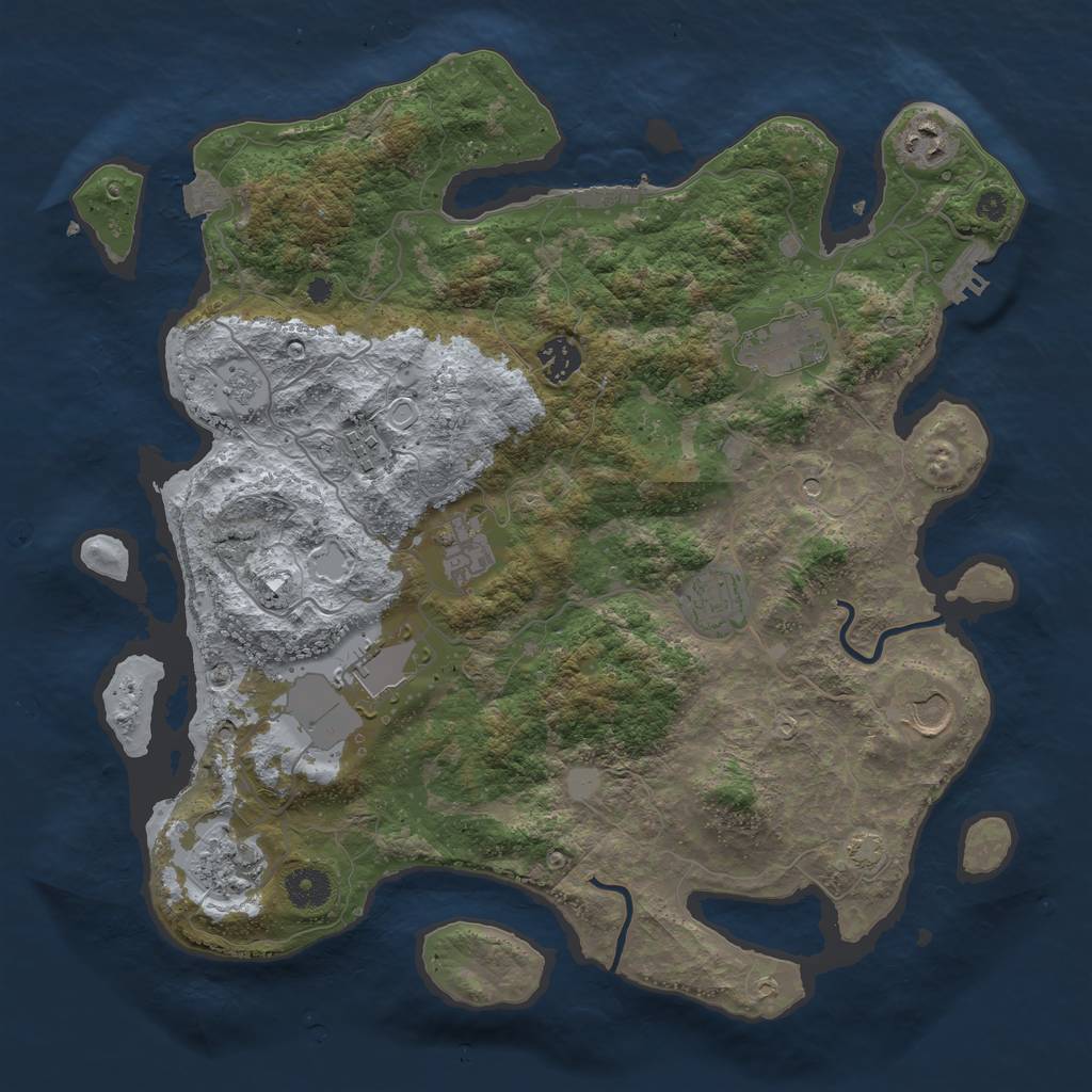 Rust Map: Procedural Map, Size: 3800, Seed: 69085927, 17 Monuments