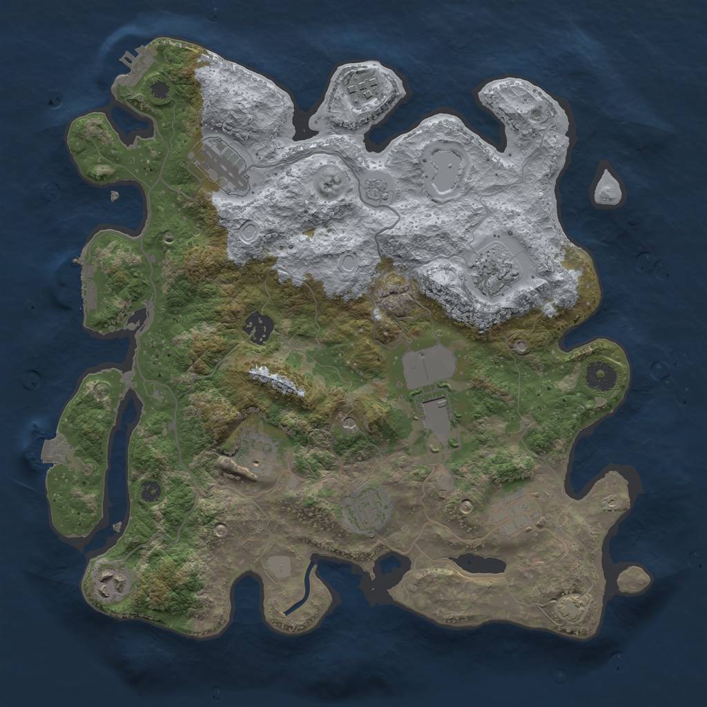 Rust Map: Procedural Map, Size: 3500, Seed: 1795092831, 17 Monuments