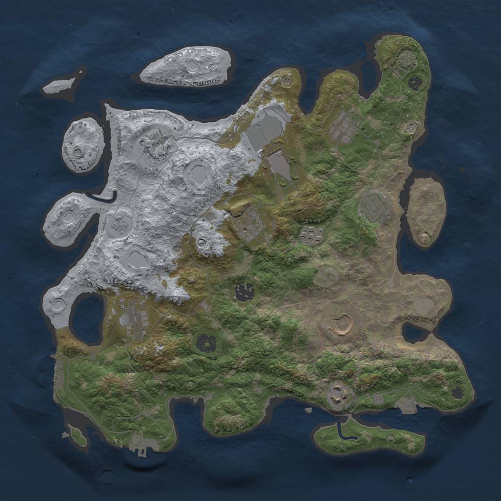 Rust Map: Procedural Map, Size: 3700, Seed: 3746, 18 Monuments