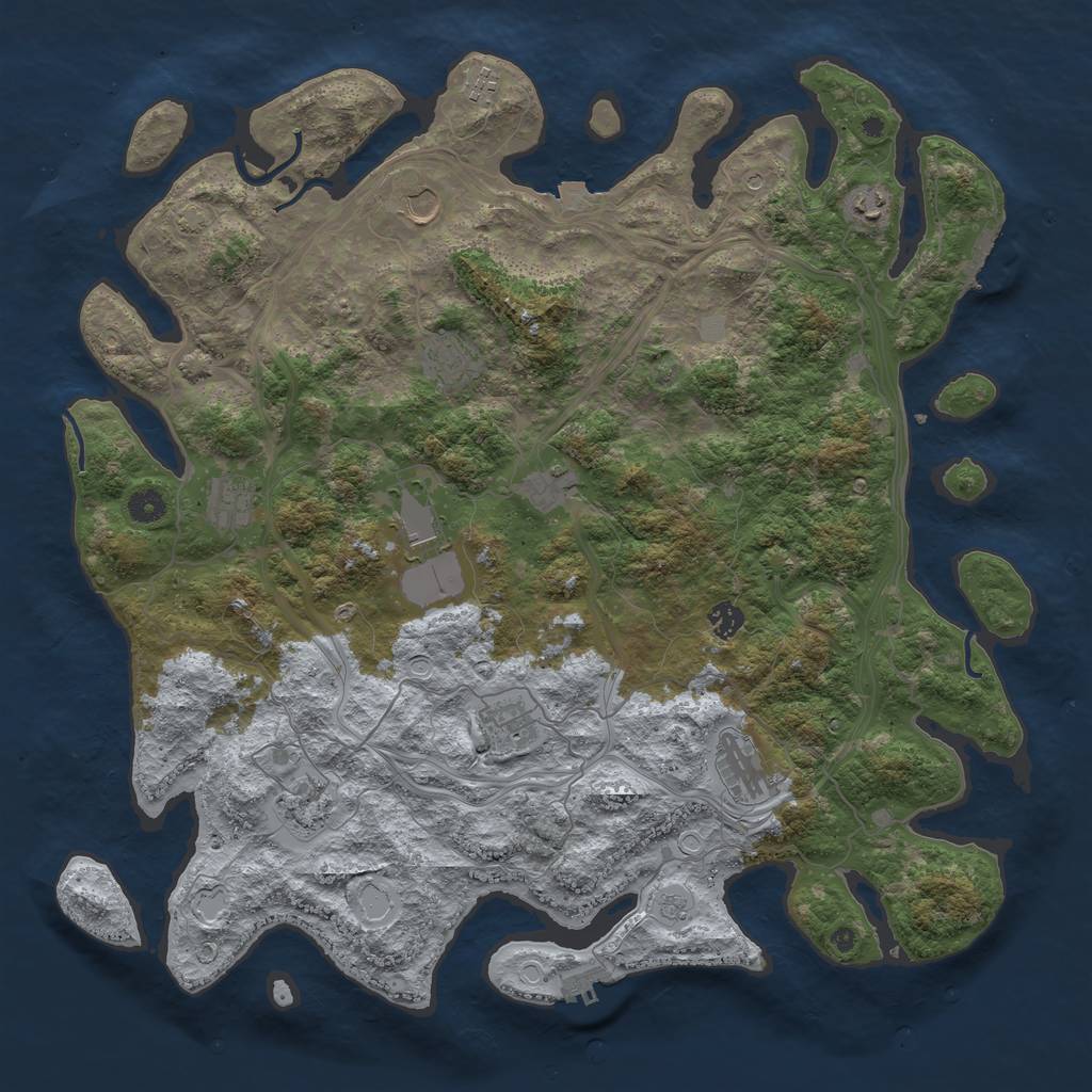 Rust Map: Procedural Map, Size: 4600, Seed: 1732449563, 19 Monuments