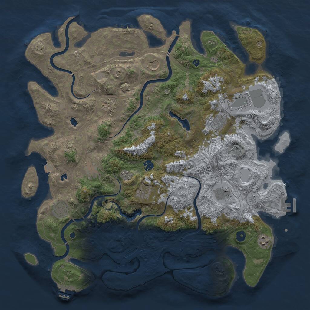 Rust Map: Procedural Map, Size: 4500, Seed: 123464498, 17 Monuments