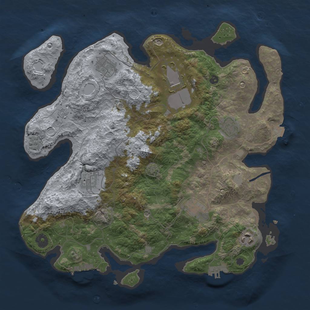 Rust Map: Procedural Map, Size: 3500, Seed: 55634274, 15 Monuments