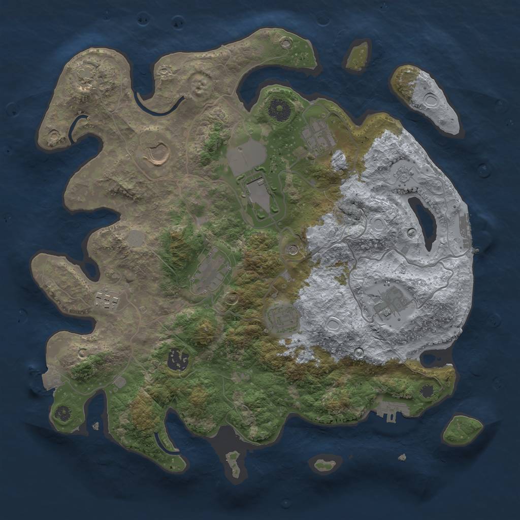 Rust Map: Procedural Map, Size: 3500, Seed: 361738537, 16 Monuments