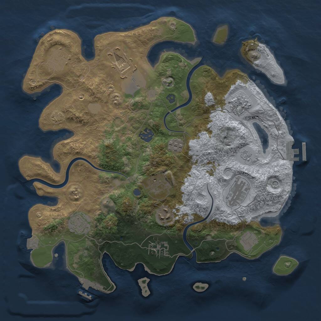 Rust Map: Procedural Map, Size: 3500, Seed: 361738537, 18 Monuments