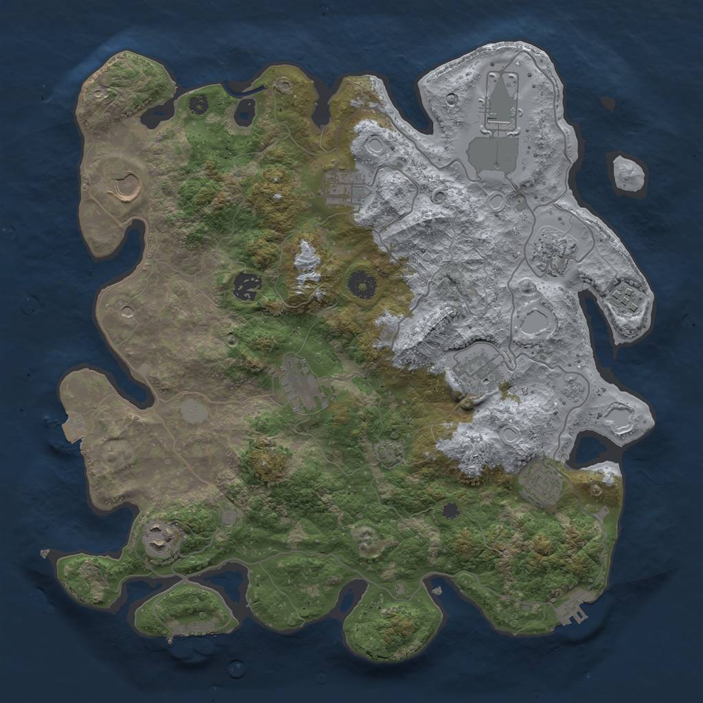 Rust Map: Procedural Map, Size: 3700, Seed: 925826484, 18 Monuments