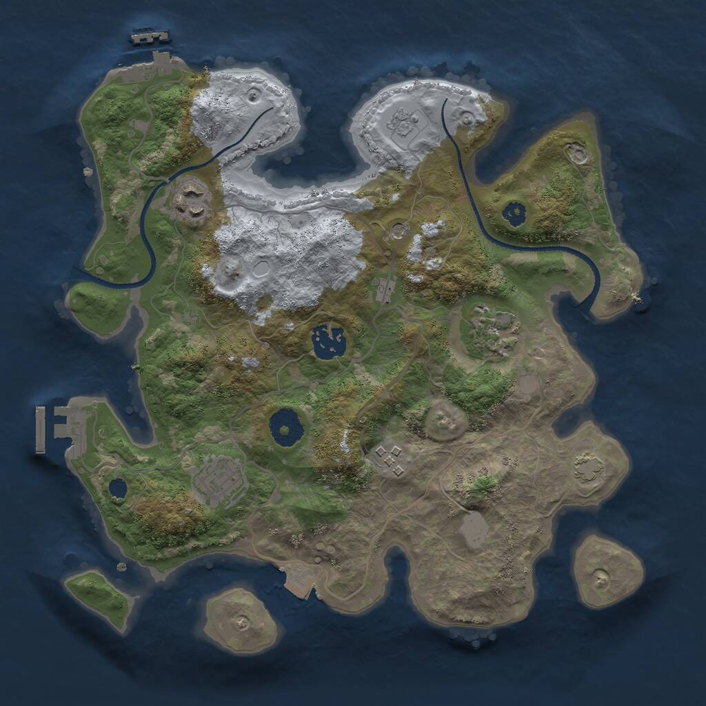 Rust Map: Procedural Map, Size: 3000, Seed: 1145687983, 11 Monuments