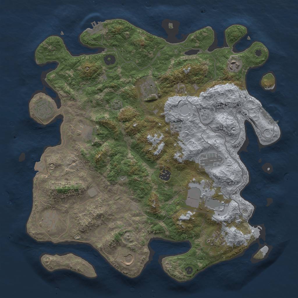 Rust Map: Procedural Map, Size: 4000, Seed: 1034216648, 19 Monuments