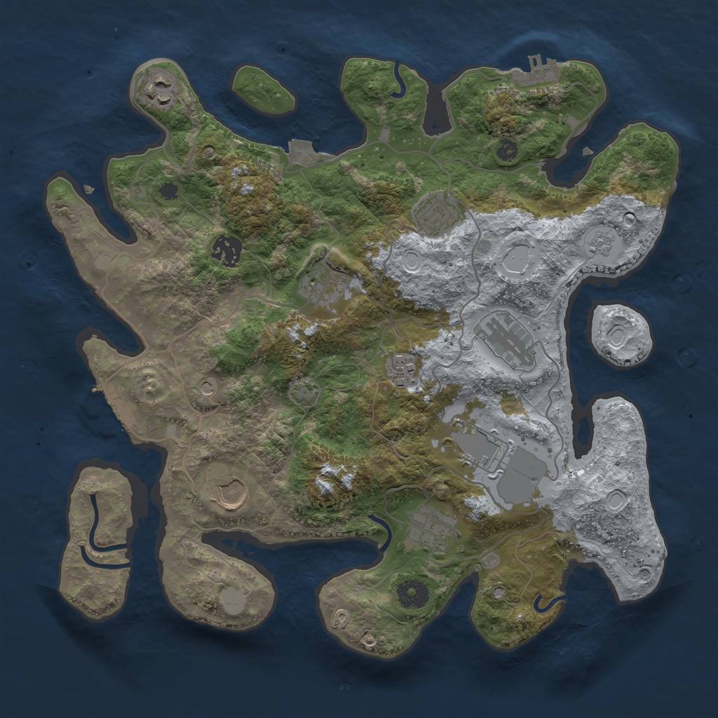 Rust Map: Procedural Map, Size: 3500, Seed: 942718854, 17 Monuments