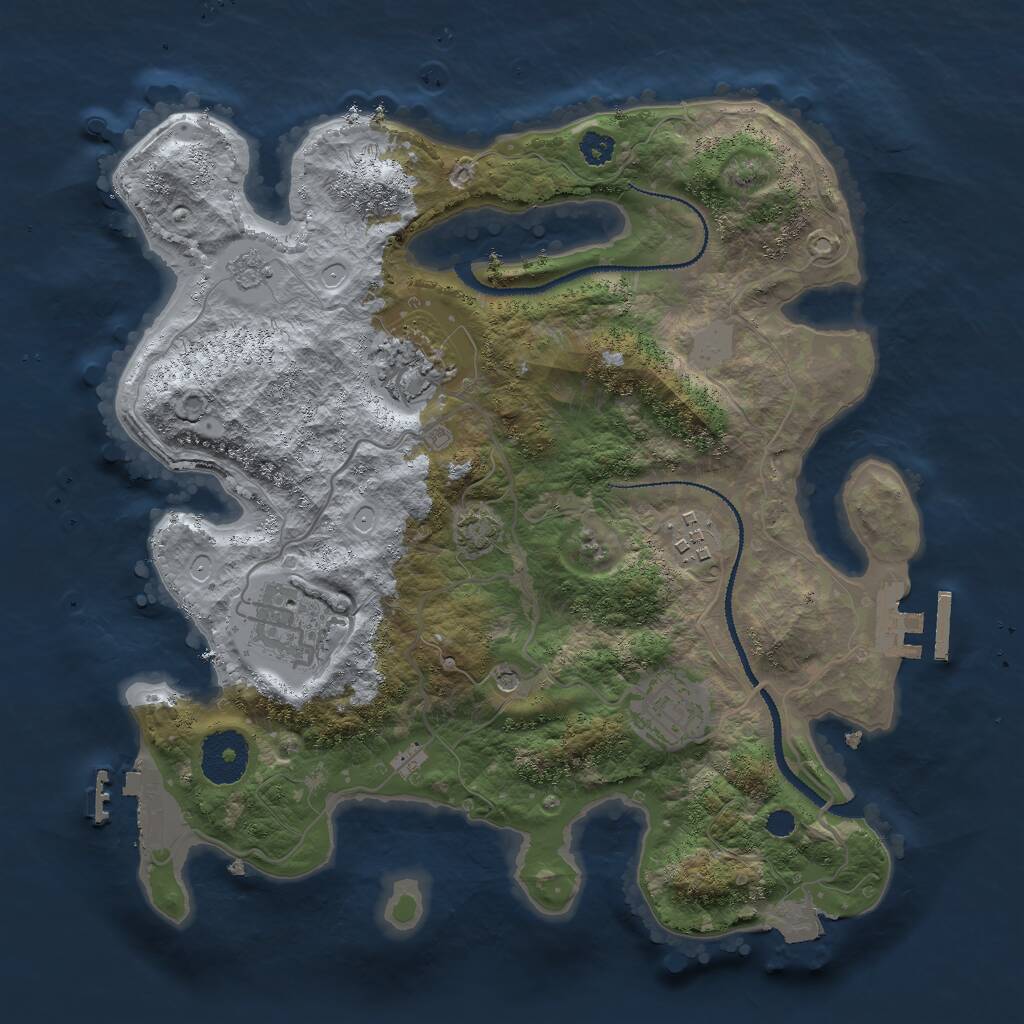 Rust Map: Procedural Map, Size: 3000, Seed: 50324024, 10 Monuments