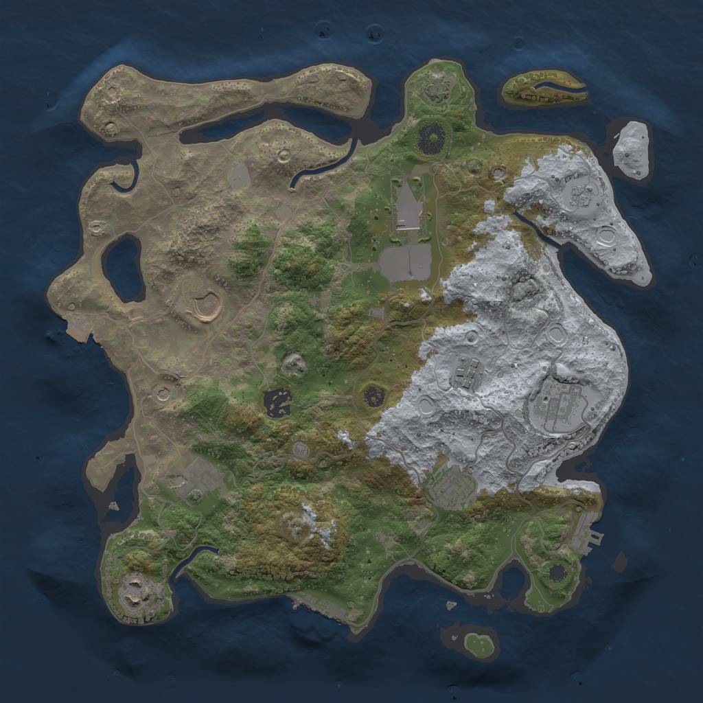 Rust Map: Procedural Map, Size: 3500, Seed: 335638143, 16 Monuments