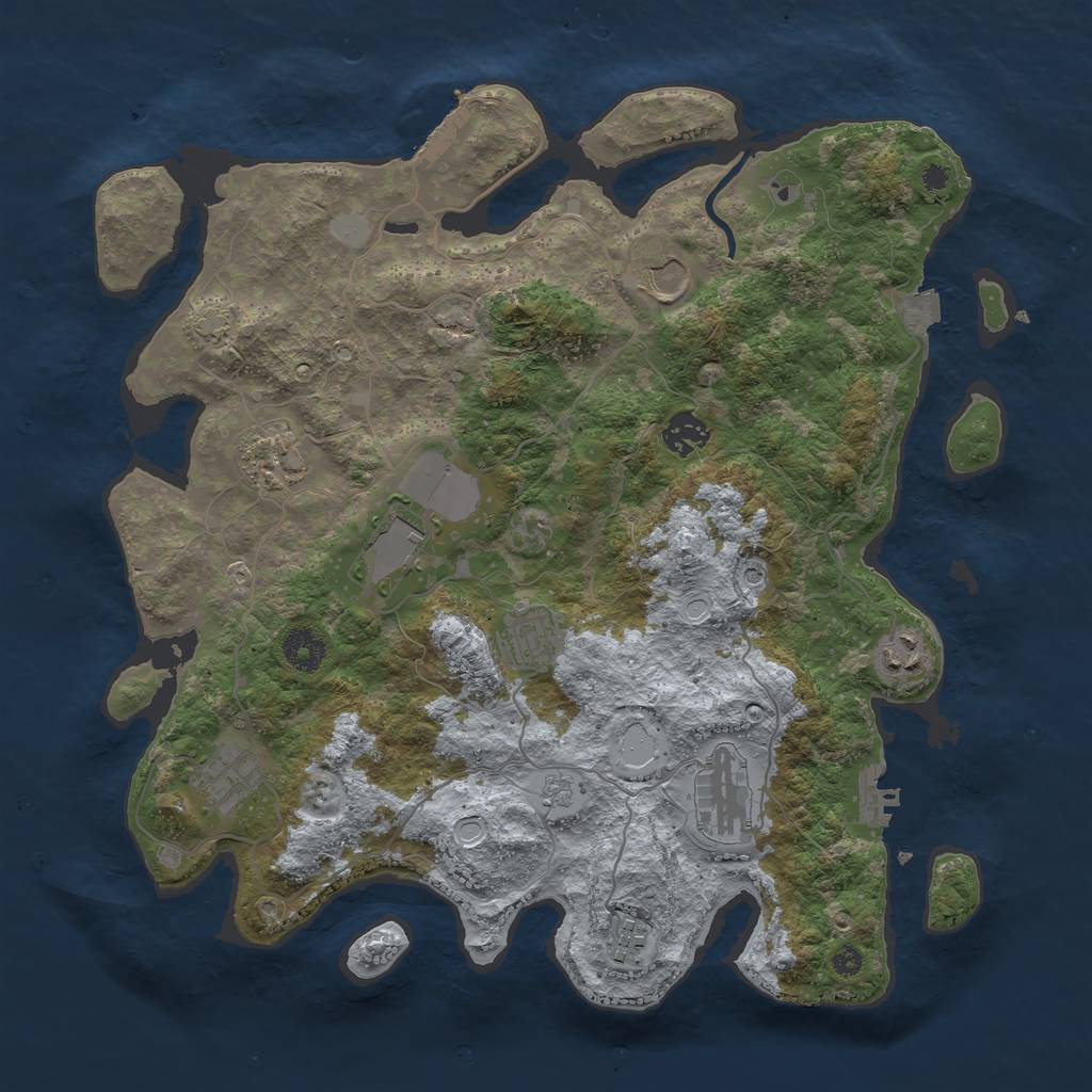 Rust Map: Procedural Map, Size: 3750, Seed: 355147731, 17 Monuments