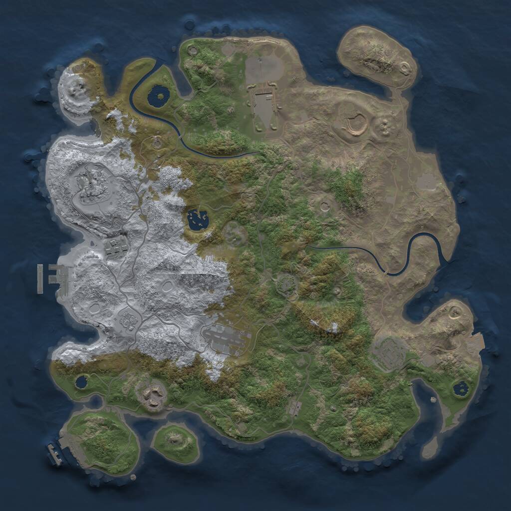 Rust Map: Procedural Map, Size: 3500, Seed: 2113240096, 14 Monuments
