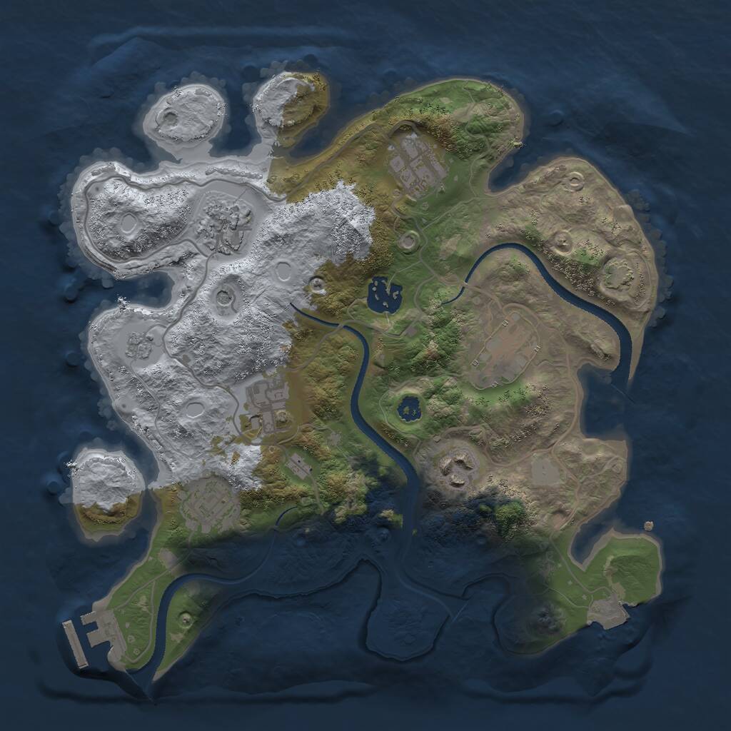 Rust Map: Procedural Map, Size: 3000, Seed: 1317049591, 12 Monuments