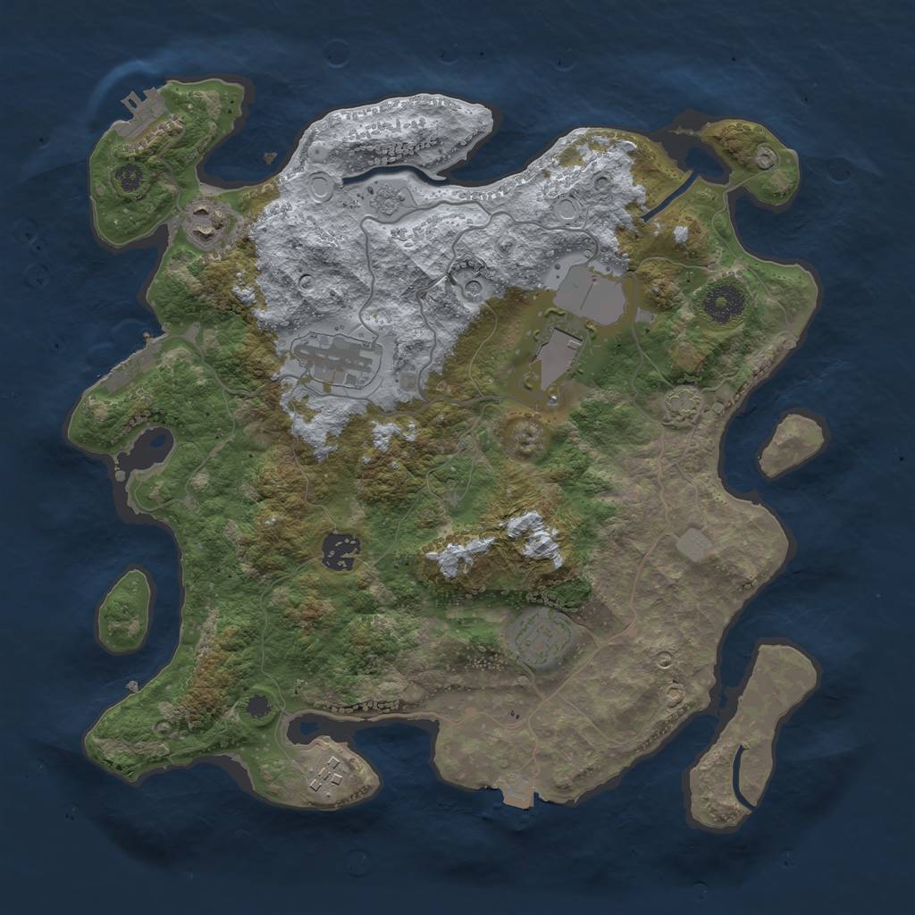 Rust Map: Procedural Map, Size: 3500, Seed: 3918310, 14 Monuments