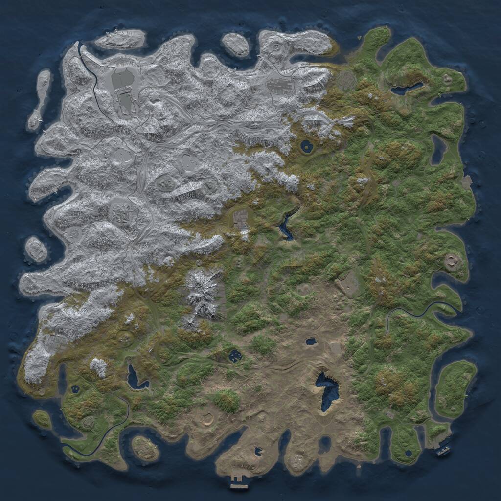 Rust Map: Procedural Map, Size: 6000, Seed: 53644575, 17 Monuments