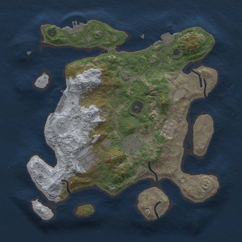 Rust Map: Procedural Map, Size: 3000, Seed: 1018338375, 11 Monuments