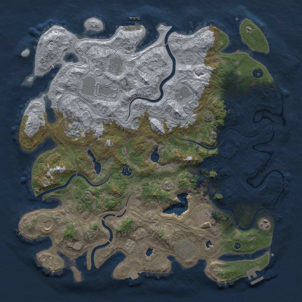 Rust Map: Procedural Map, Size: 4500, Seed: 223721221, 16 Monuments
