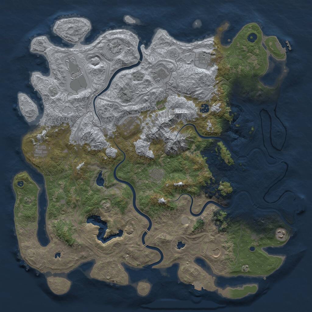 Rust Map: Procedural Map, Size: 5000, Seed: 2319, 17 Monuments