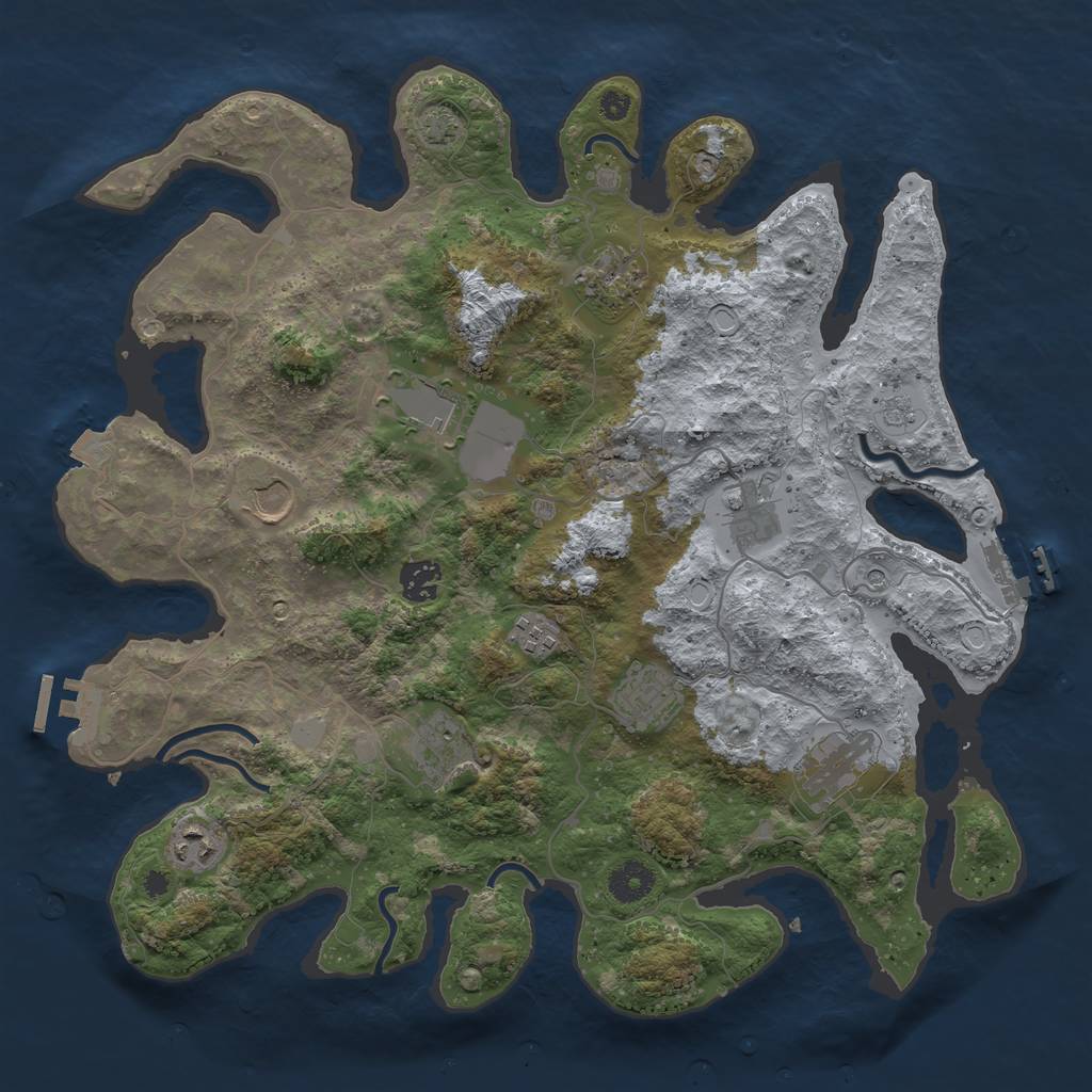 Rust Map: Procedural Map, Size: 3800, Seed: 8294825, 18 Monuments